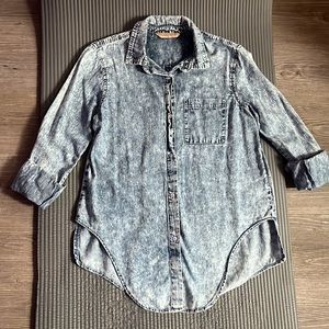 Button up Denim Like Shirt Sz S